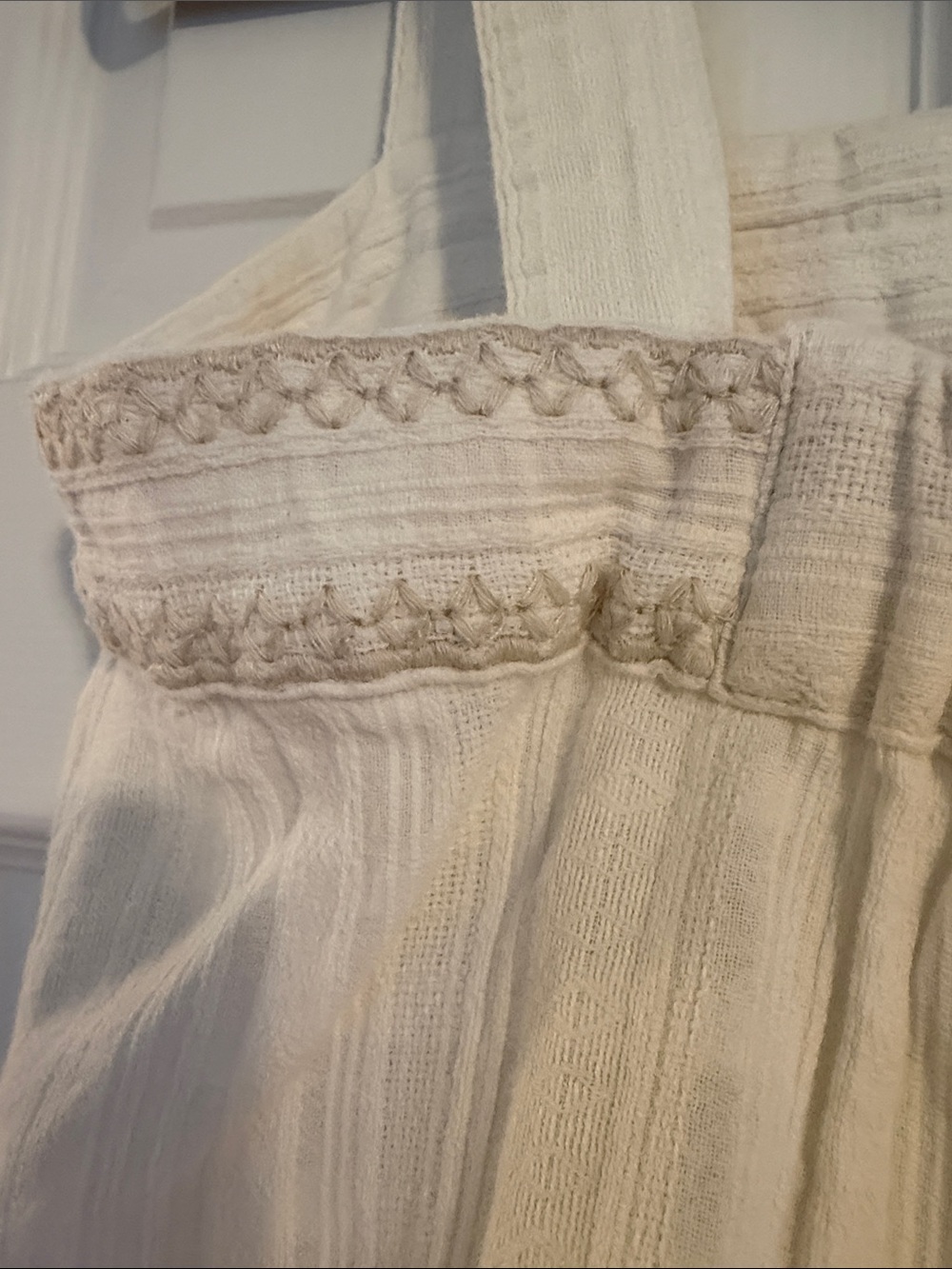 Tommy Bahama Cream Textured Tiered Sundress or Swimsuit Coverup with Lace Trim - Picture 7 of 8